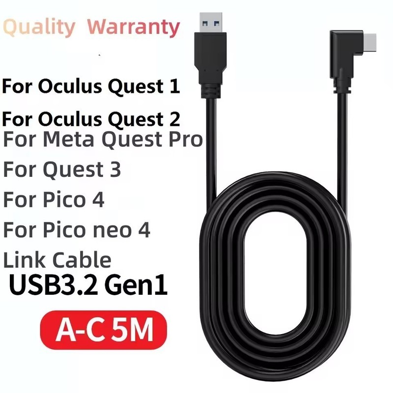 5M Link Type C Cable for Meta Quest Pro Quest3 USB 3.2 Gen1 Cable Data Transfer