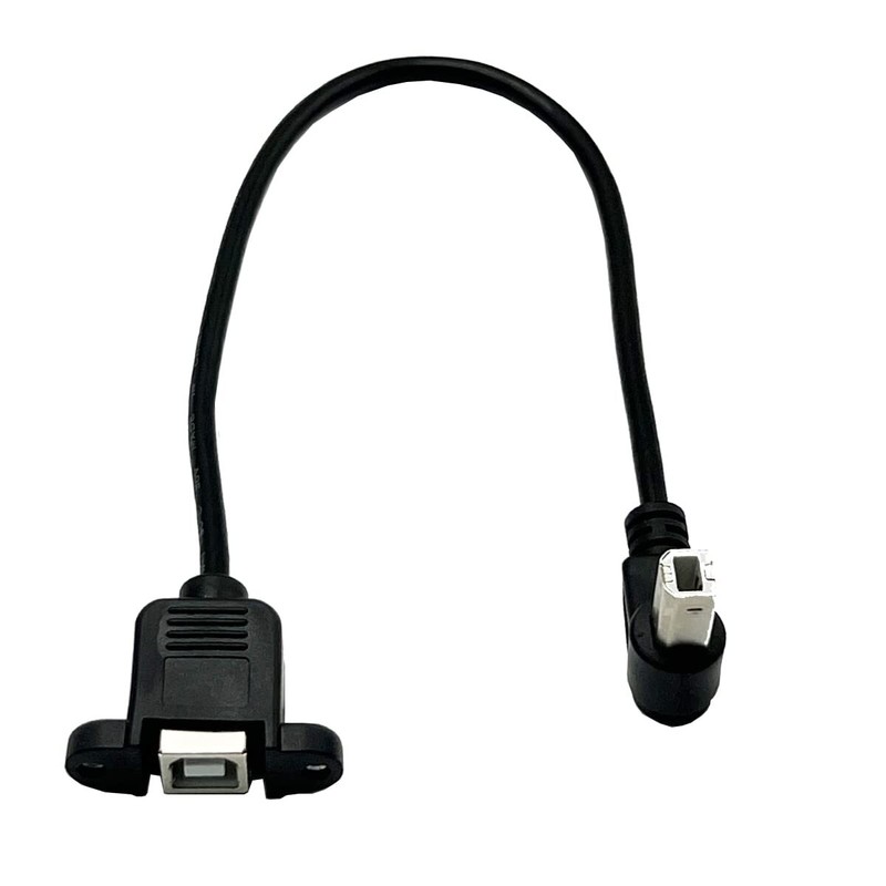 Angled USB B Printer Cable Right Angle Male to Female with Panel Mount 2-Pack gallery