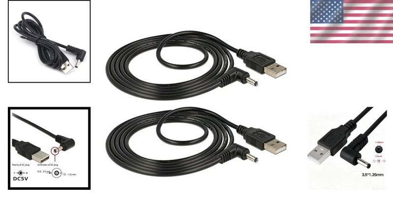 Efficient USB 2.0 A Male to DC 3.5mm Barrel Jack Cable - 3FT Length, 2.5A Output gallery