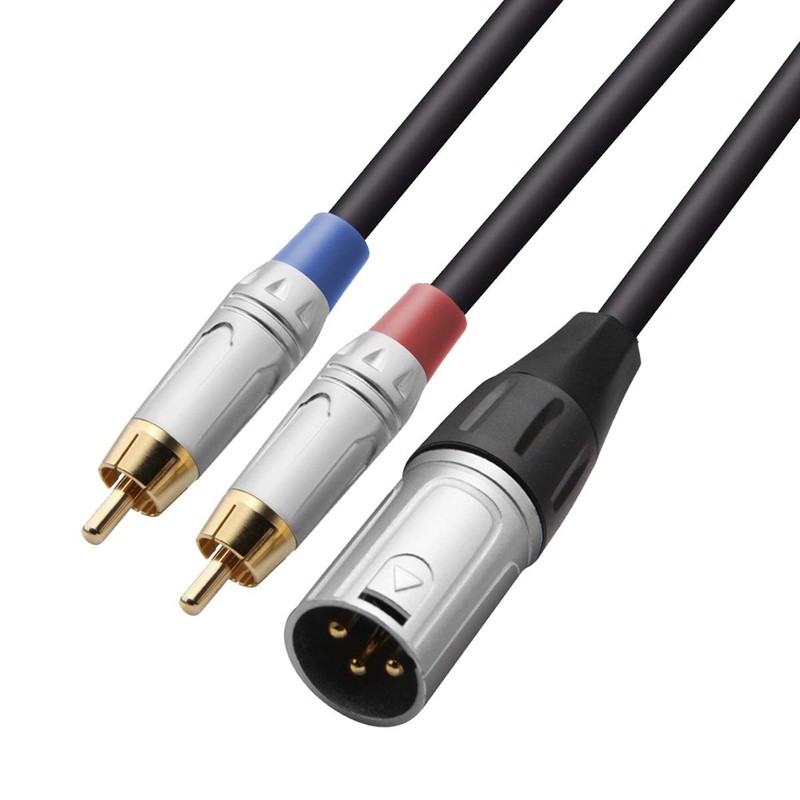 2 RCA to XLR Male Y Splitter Cable, Unbalanced Dual RCA Male to 1 XLR Splitter D