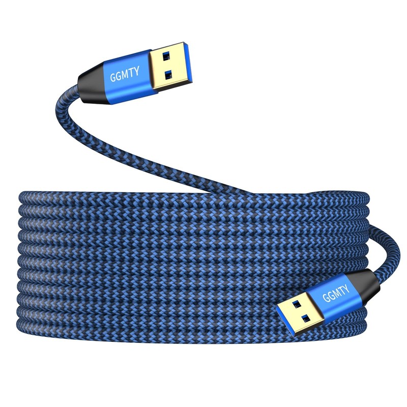 USB to USB Cable 10FT Durable Braided USB 3.0 Male to Male Type A Data Cord