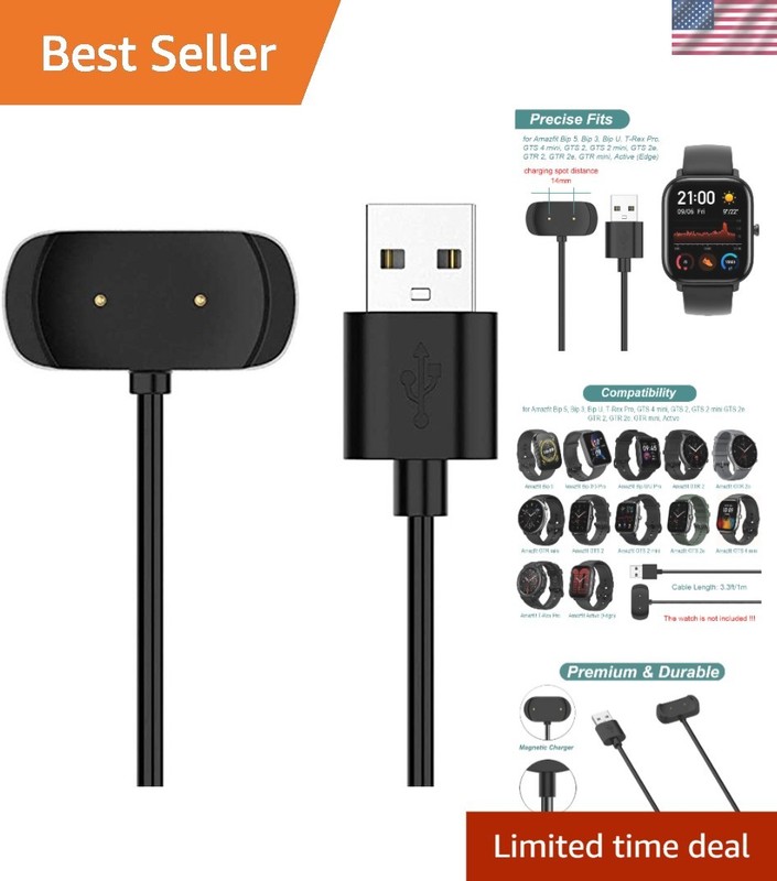 Charger for Amazfit Bip 5, Bip 3, Bip U, T-Rex Pro, GTS 4 Mini, GTS 2, GTS 2 …