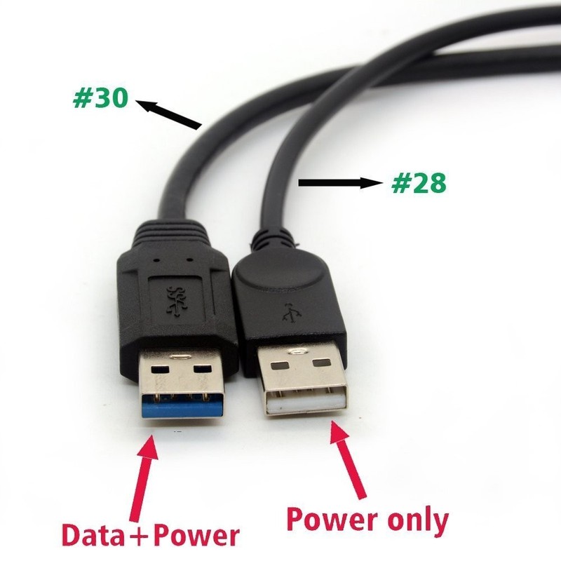 USB 3.0 Cable Dual Power Charge Cables Y Adapter Type A Lead Male Female 30cm gallery