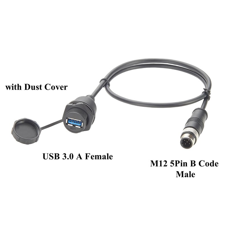 IP67 Industrial USB 3.0 Connection Cable USB A Female Socket to M12 5Pin B Co... gallery