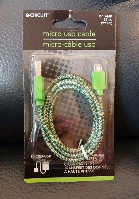 Micro USB Nylon Braided Cable 39″, Green