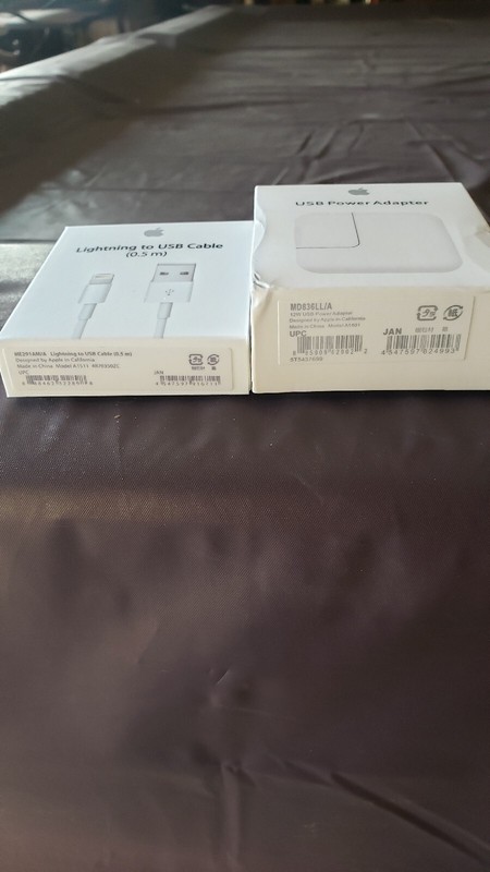 Genuine Apple Lightning Charger Cable ME291AM/L + USB Power Adapter MD836LL/A W1 gallery