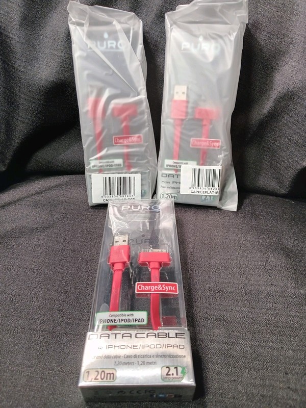 NEW BULK CASE 90 COUNT OF PURO DATA CABLE FOR IPHONE-IPOD-POD 4 FT 2.1 AMP POWER gallery