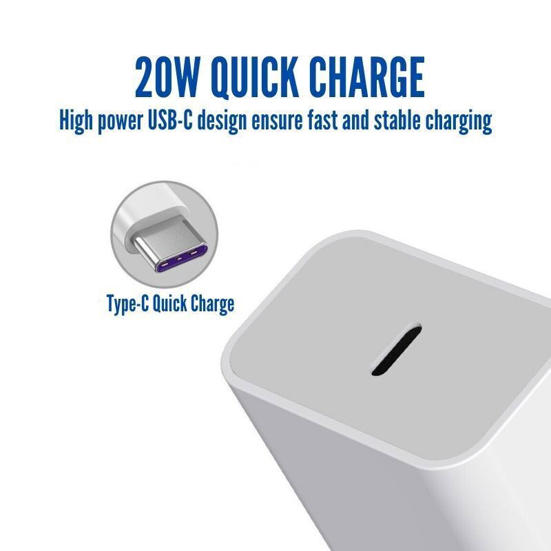 20W Super Fast Charger Wall Adapter + USB-C Cable For iPhone 16 15 14 13 12 11 gallery