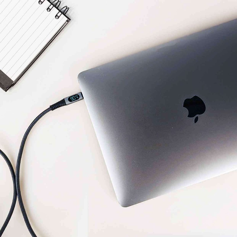 Laser 240W Fast Charge USB-C to USB-C 1M Cable LCD Display Braided Nylon gallery
