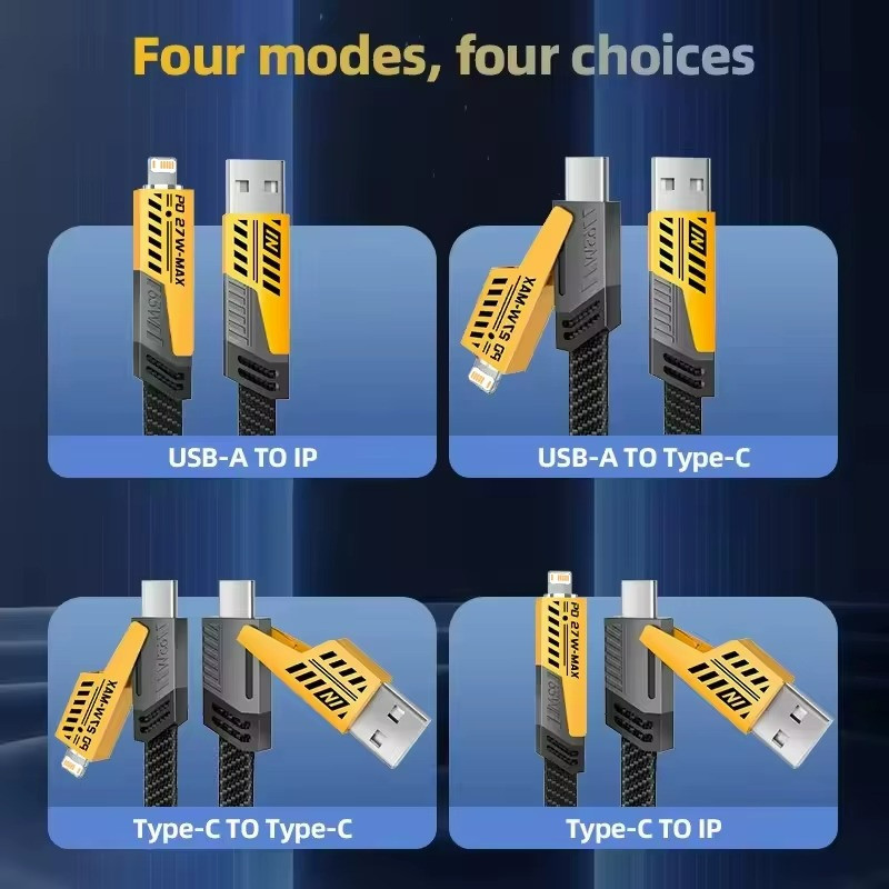 4 in 1 Universal 65W USB-C PD 27W Fast Charging Cable