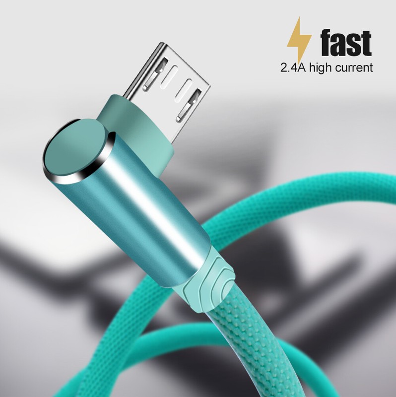 90 Degree Micro USB FAST Charger Charging Data Snyc Cable For Samsung S7 Huawei gallery