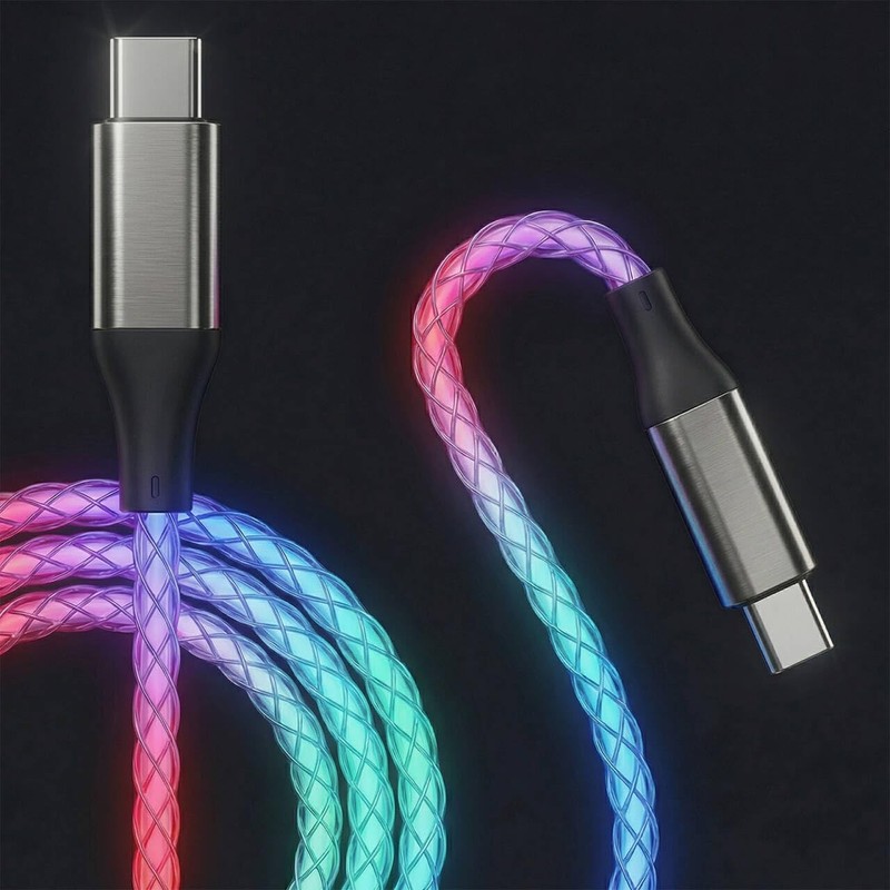 USB to USB Cable Light up to Cable Fast Charging USBC to USBC Cable 60W Braid…