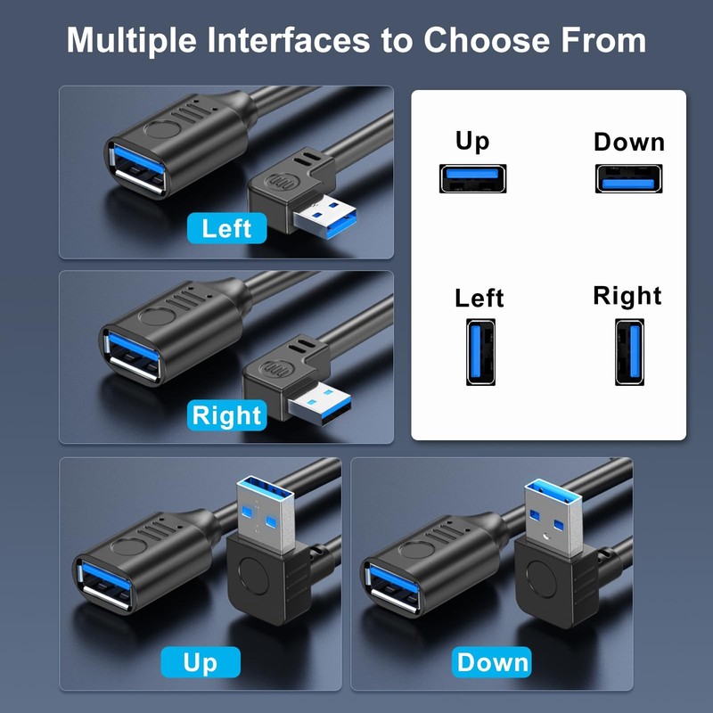 90 Degree USB 3.0 Switch Extension Cable 5Gbps Data Transmit Right 30 cm PC gallery