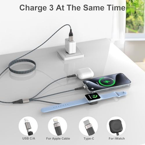 Multi Charging Cable for Apple Watch Charger,3 in 2 USB C Cable 2FT gallery