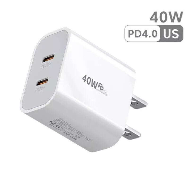 Fast Charger Kit For iPhone 15/16 PD 40W Dual Ports Adapter Quick Charging Cord