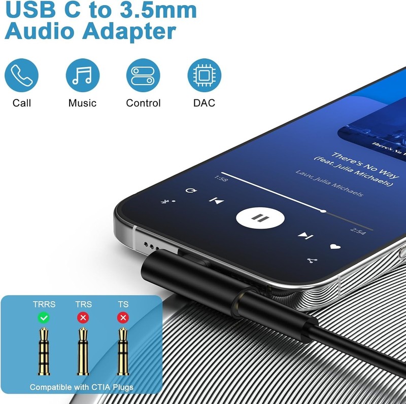 Right Angle USB C to 3.5mm Aux Adapter for Samsung Galaxy S26 S25 A17 A16 A36 gallery