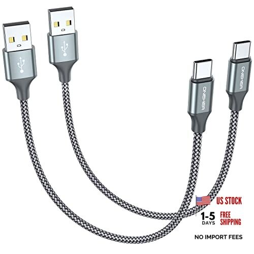 [2-Pack, 1ft] Short USB Type C Cable,Portable USB-C Charger Nylon Braided Fast