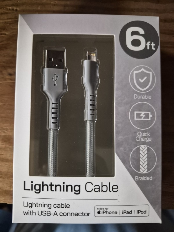 Orbit Innovations 6ft Braided USB-A Lightining Charge And Sync Cable New In Box