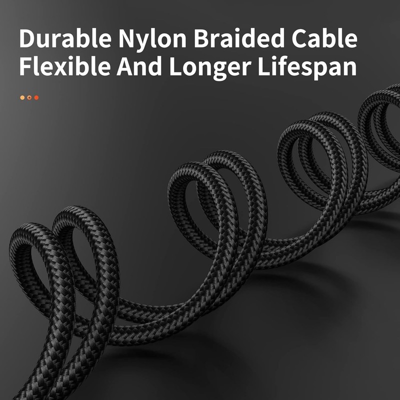 USB-C Cable 3-Pack (3ft/6ft/6ft), USB A to USB-C Fast Charging Cord, Nylon Braid gallery