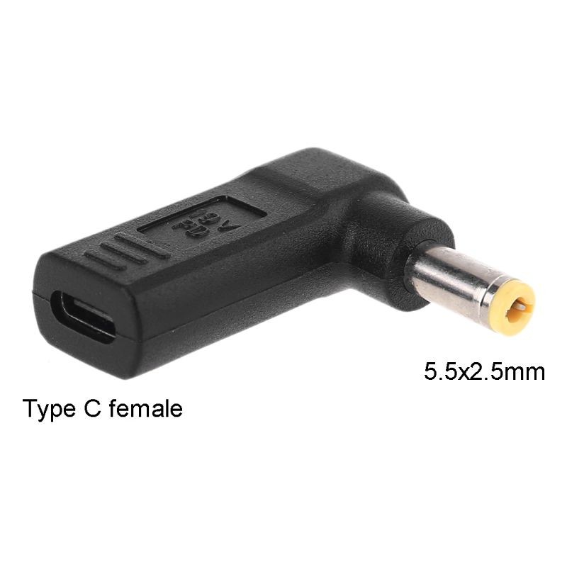 DC Power Adapter Type-C Female to 5.5×2.5mm Jack Laptop Interface Connector