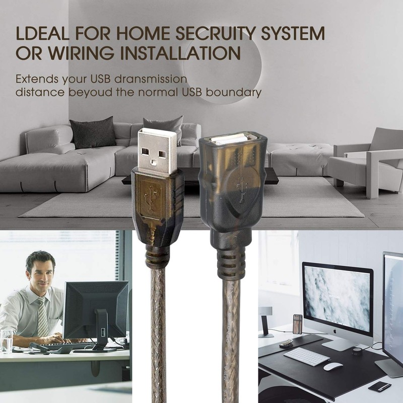 USB 2.0 Type A Male to A Female Active Repeater Extension Cable 50ft, High Sp... gallery