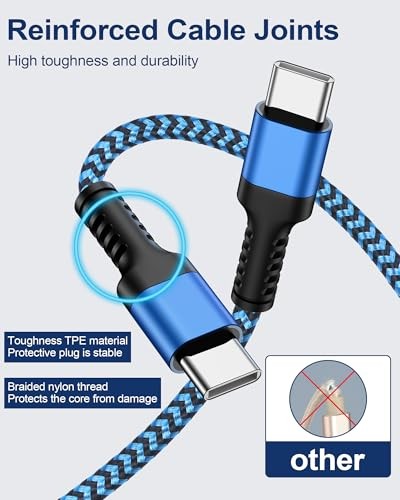 Apple iPhone 15/16 Charging Cord USB C, 6FT Blue, Purple USB C to C Cable gallery
