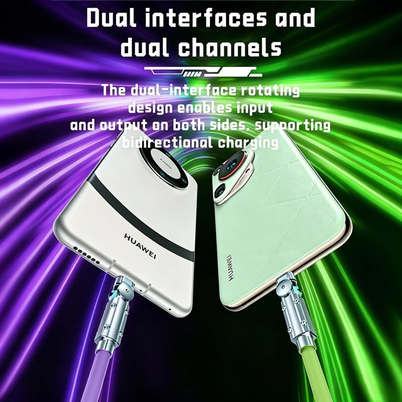 USB-C to Cable 2 Pack 6.6ft 6.6ft, 180° Silicone Green + Purple gallery