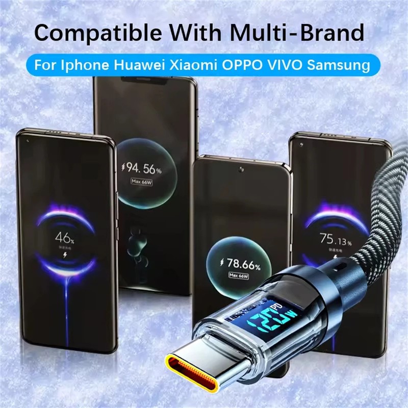 100W USB C & USB A Fast Charging Cable LED Display Data Cord Type C Cable gallery