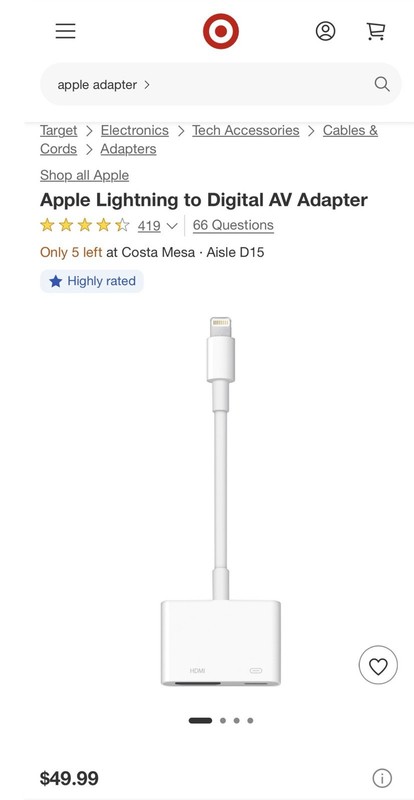 Apple Lightning to HDMI Digital AV Adapter MD826AM/A for iPhone iPad iPod gallery