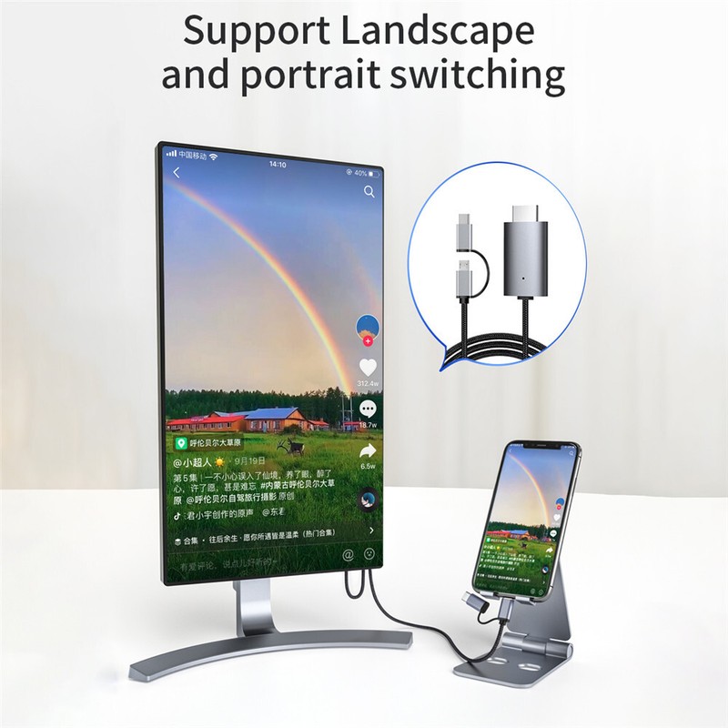 2 in 1 Micro USB Type C to HDMI Cable Adapter 1080P For Phone to HDTV Projector gallery