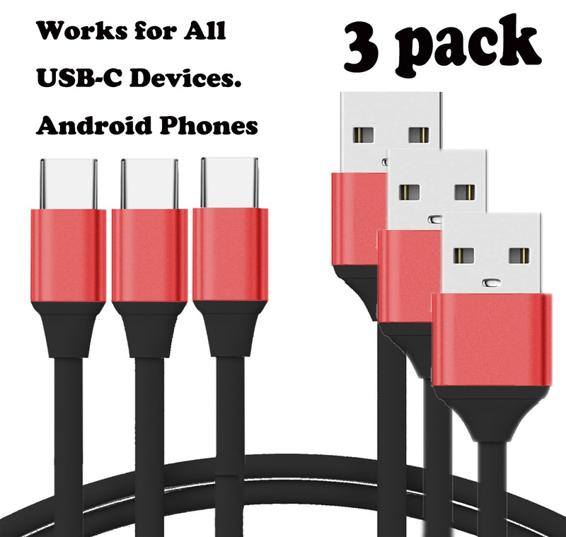 3Pcs USB Type-C Fast Charging Data Sync Charger Cable Cord S22 21 20 10 Note 9 8