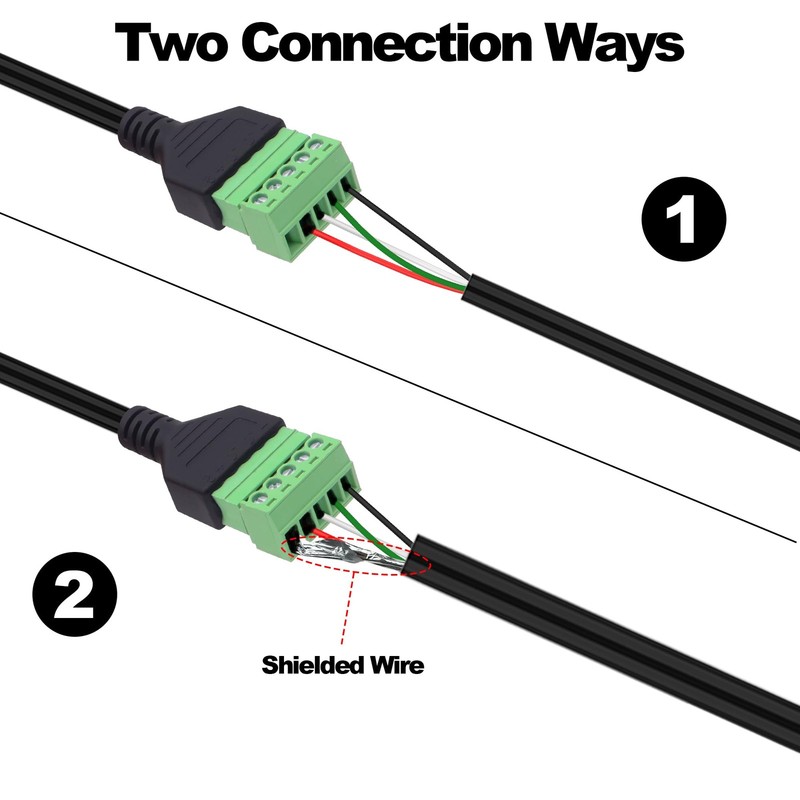 2 PCS Micro USB To 5Pin Screw Terminal Block Solderless Adapter 30cm Cord gallery