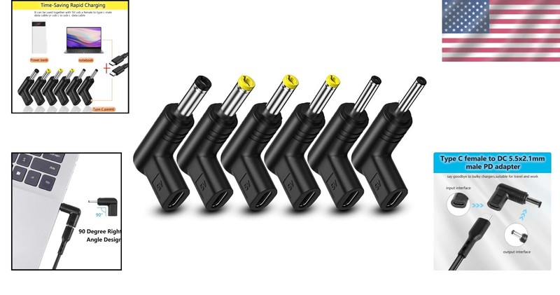 USB 3.1 Type C Female to DC Male Adapter, 90 Degre gallery