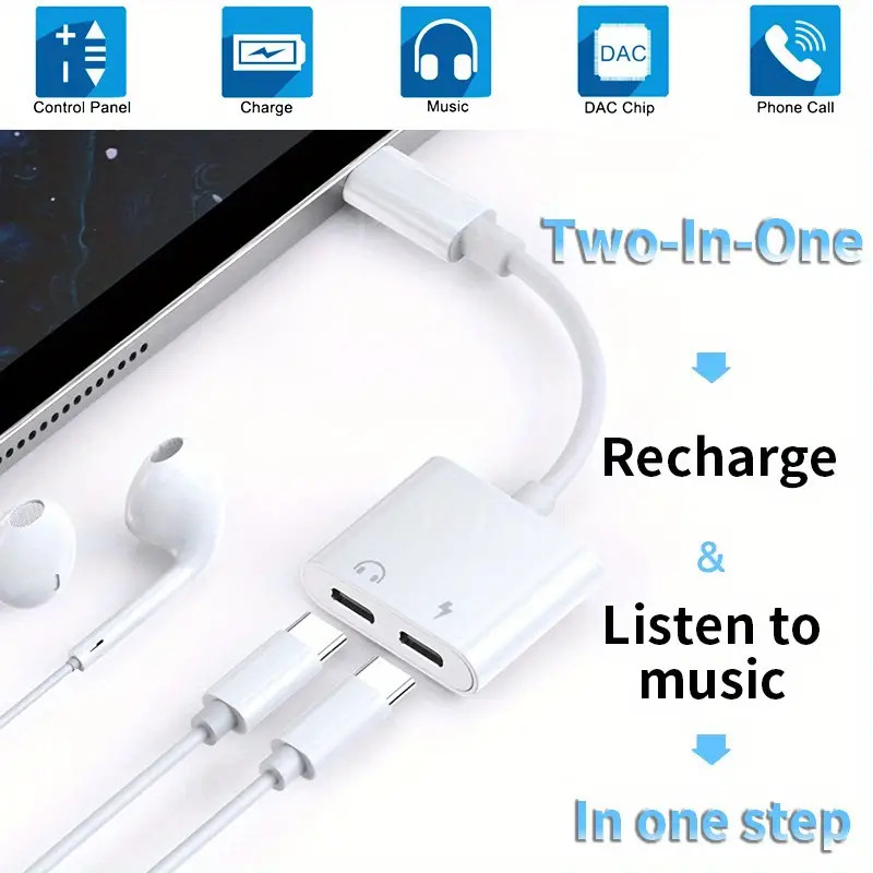 2in1 Charger and Headphone USB Type C to 3.5mm Aux Audio Cable Cord Adapter Lot gallery