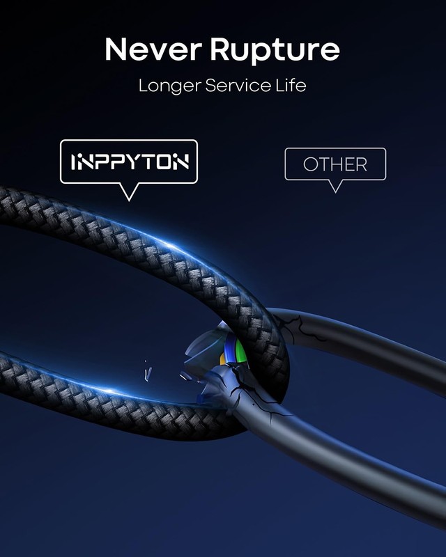 INPPYTON 30 Ft USB C to C Cable 60W, Extra Long Type C 30Ft, Black gallery