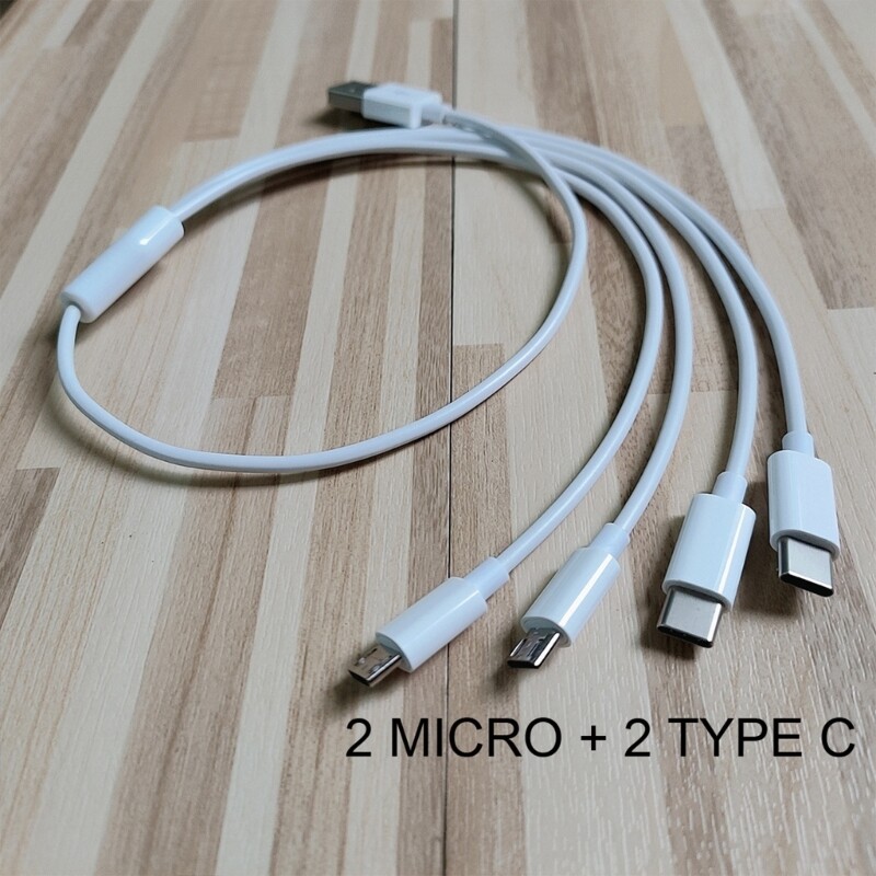 4-Way USB to Type-C/Micro Charging Cable Portable 1 in 4 Out Multi-port Cord gallery