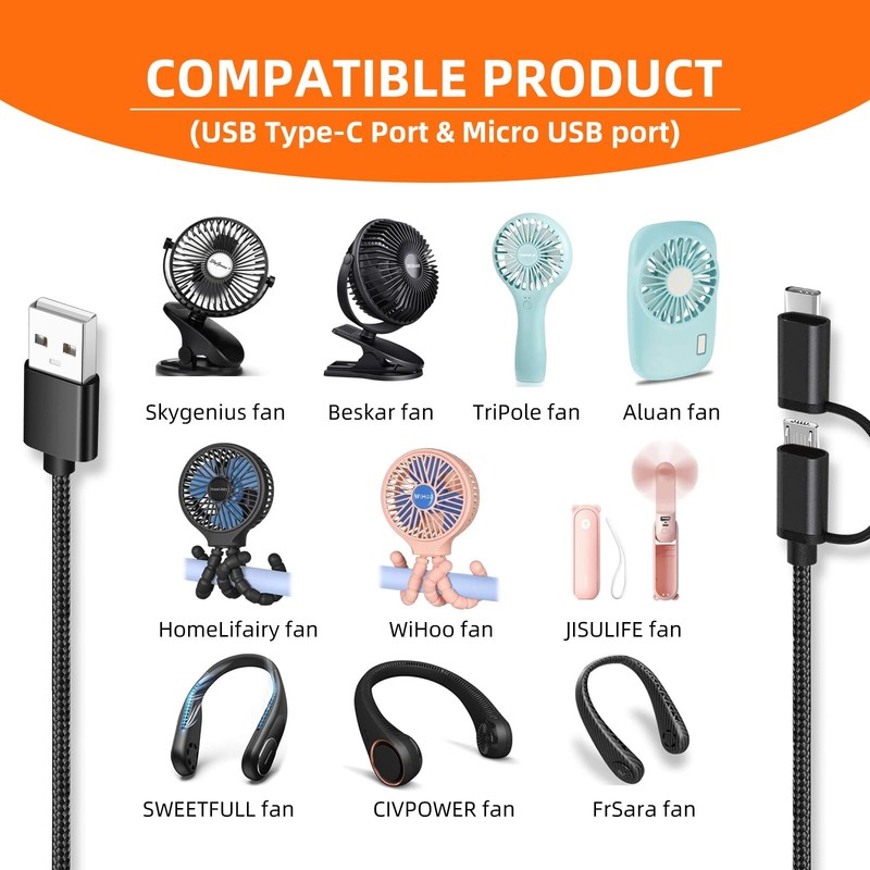 USB C & Micro USB Handheld Mini Portable Fans Charger Compatible for Version ... gallery