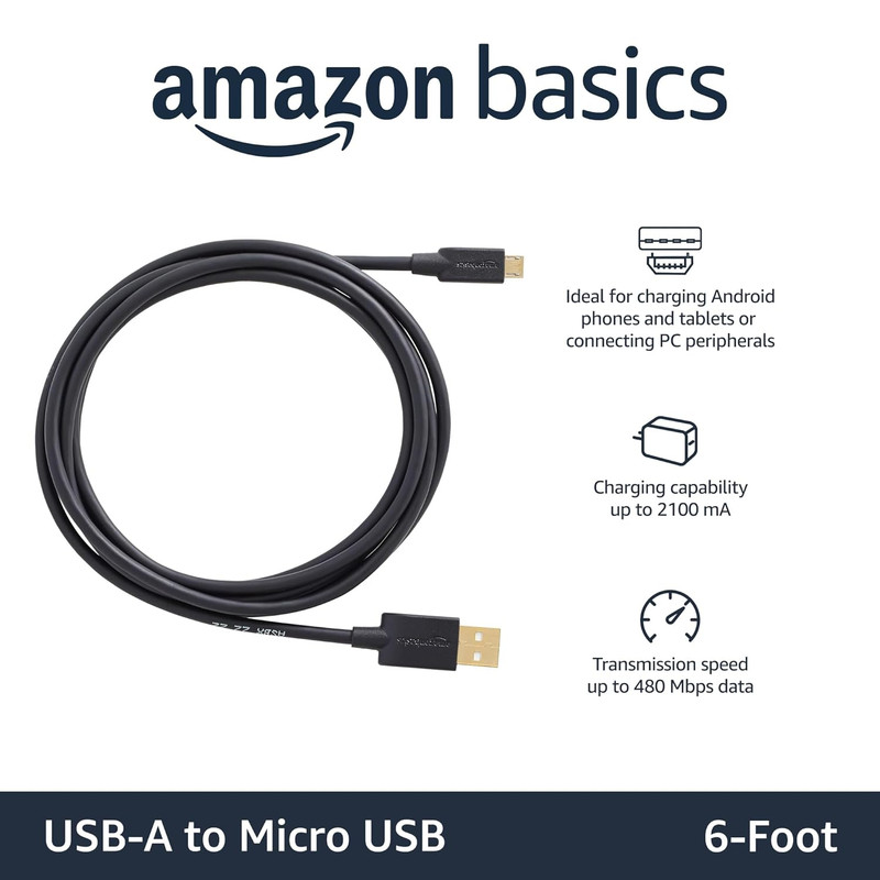 Amazon Basics 5-Pack USB-A to Micro USB Charging Cable for Android Phones and Ta gallery