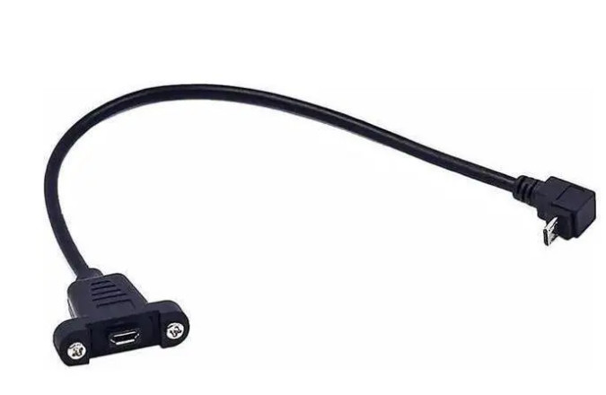 Micro USB 5 Pin Extension Cable, Down Angle Micro USB Male to Female