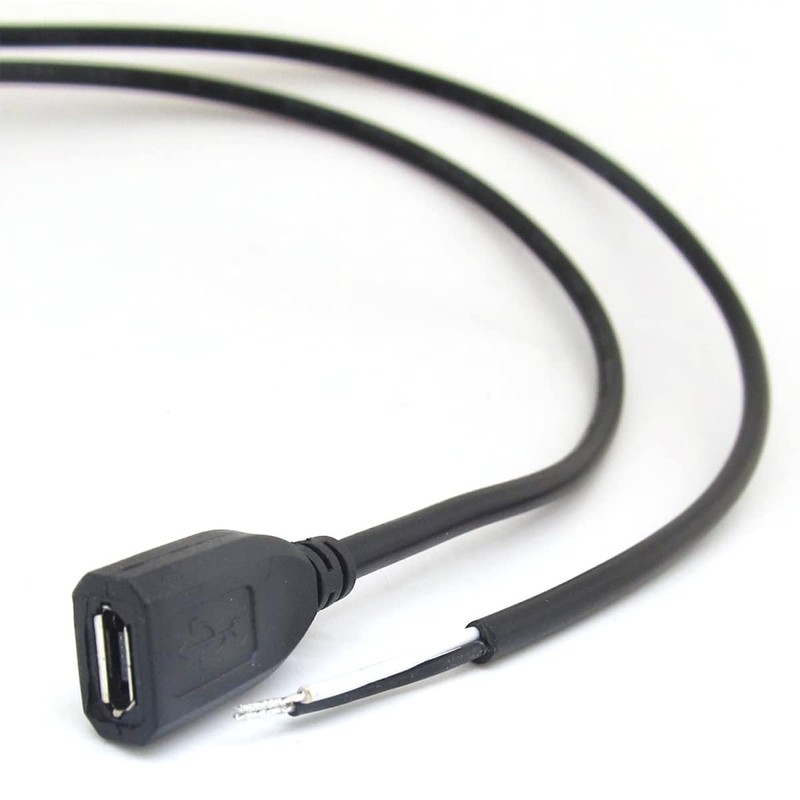 5 PCS Micro USB Female Jack Power Pigtail Cable 1 FT 22AWG 5V 3A Black gallery