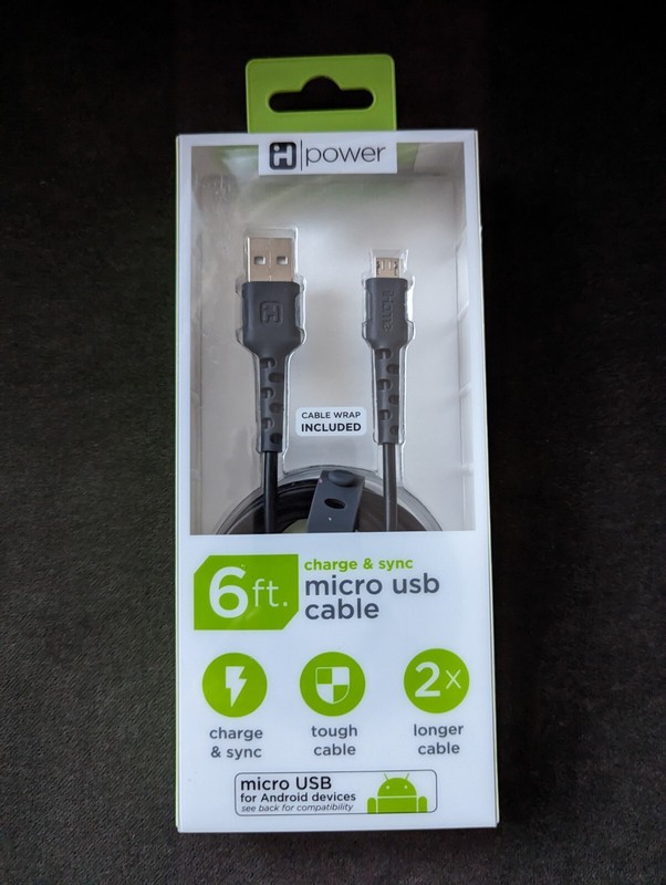Micro usb cable 6ft w /cable Wrap Included- Android
