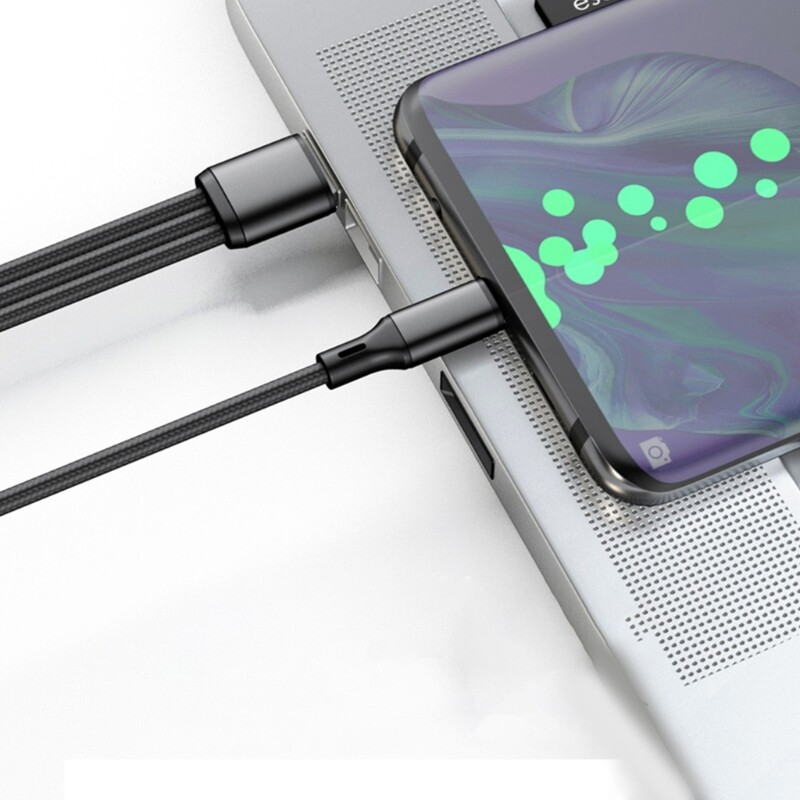 to Three Nylon Braided Data Cable 5A Super Fast-charging Cord Extension Wire gallery