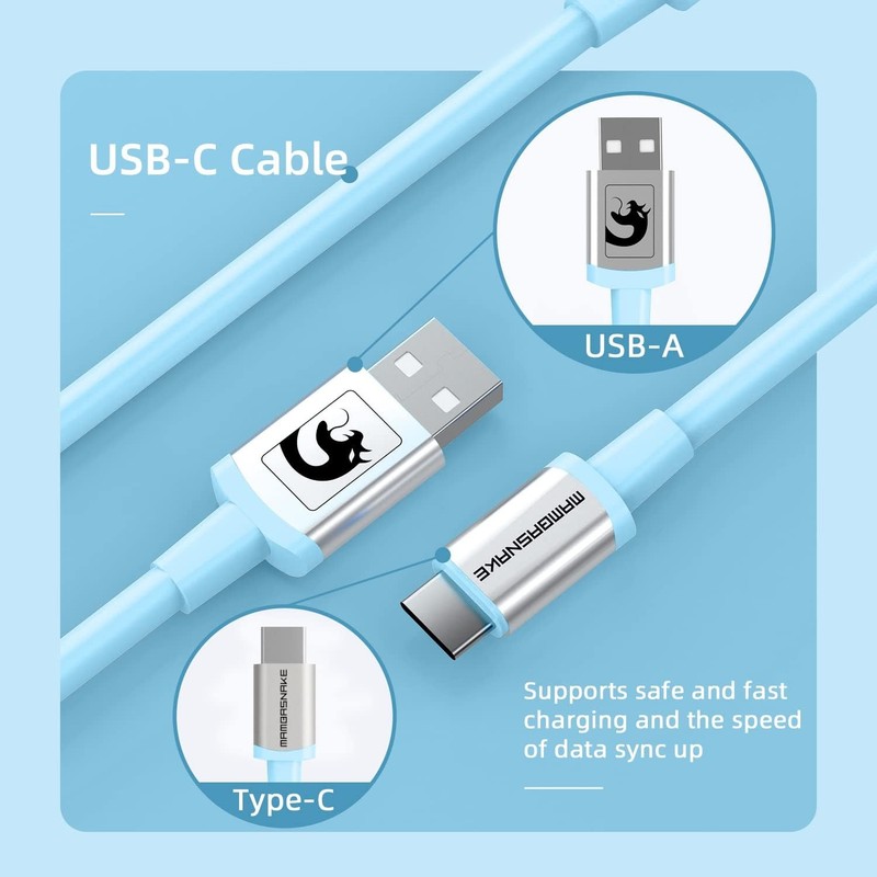 Gaming Keyboard Cable USB Type C Dual Sleeve Stable Connection 2.0m Blue gallery
