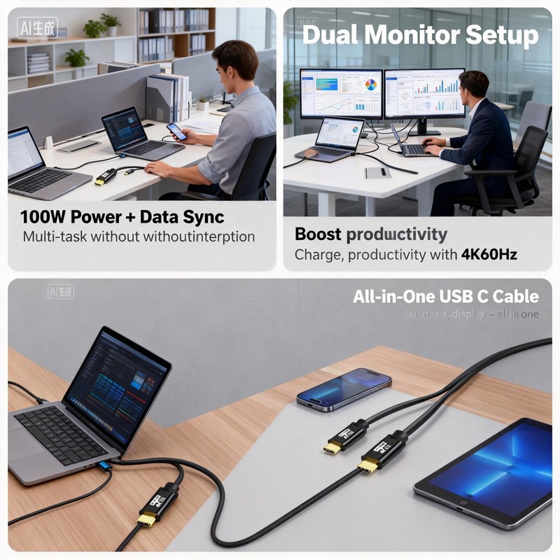 USB C to C Cable 20FT 100W 20Gbps 4K 60Hz - Fast Charging & Video Output gallery