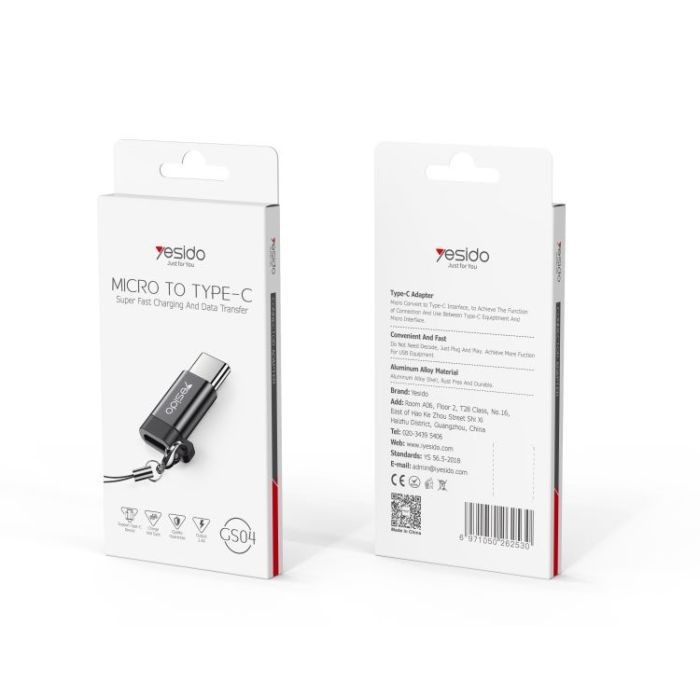 Yesido GS04 OTG Adapter Type-C to Micro USB Black Mini Charger Data Transfer gallery