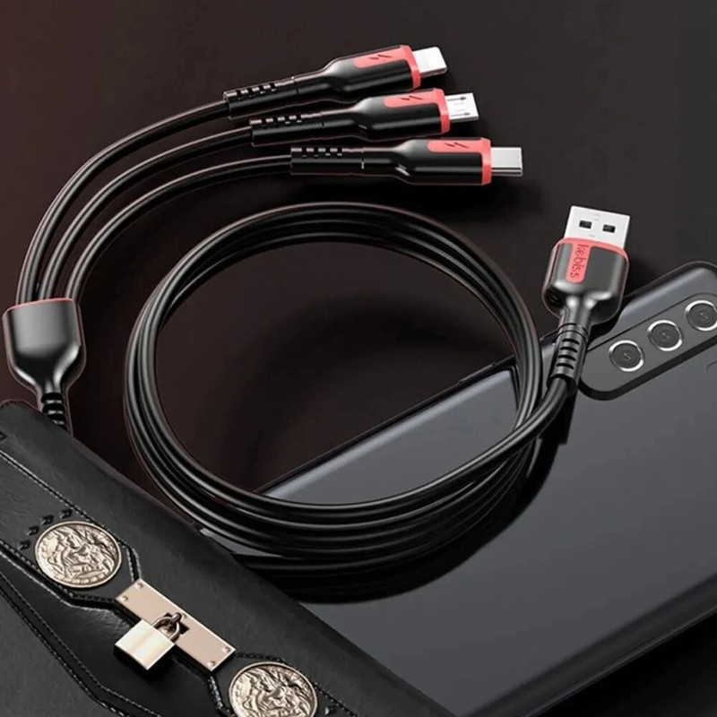 66W 6A 3 in 1 Fast Charge Type C Cable Micro USB Cable For Motorola Moto G Play gallery
