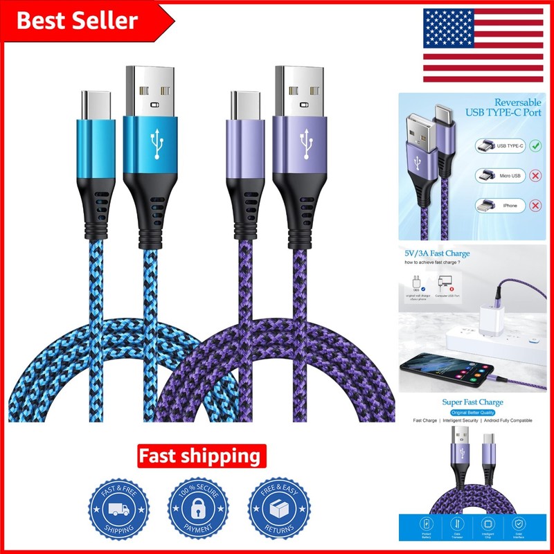 6FT USB Type C Charger Cable – Fast Charging 2-Pack for Android Phones