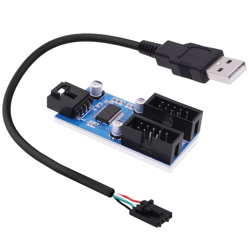 Motherboard Internal USB Hub Header Splitter USB A to Dual Motherboard 9 Pin ...
