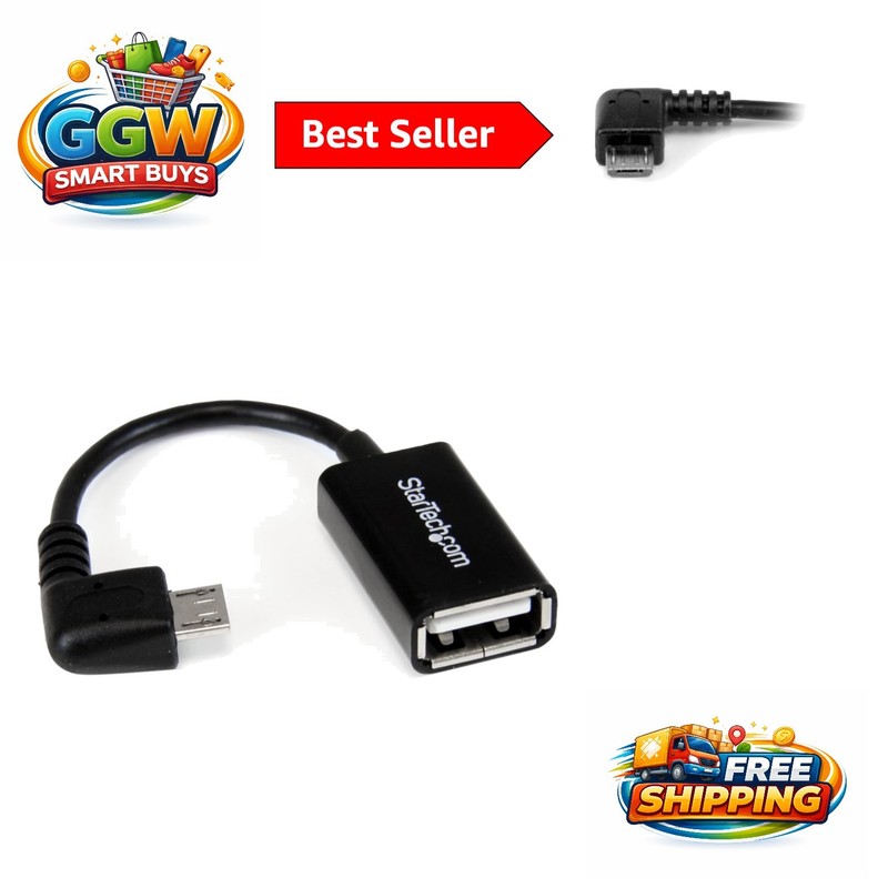 High-Performance 5in Right Angle Micro-USB to USB-A Adapter for On-the-Go Usage