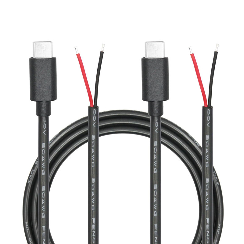 USB C to 2 Pin Bare Wire Open End Power Cable 3FT, 20AWG 5V USB Type C Male Plug gallery